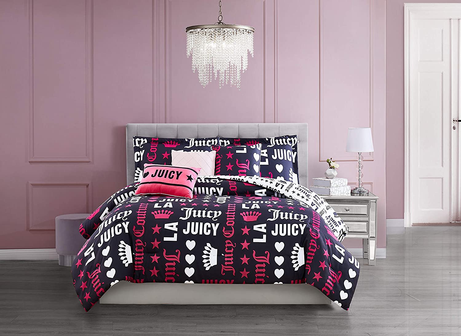 Juicy Couture Cabana Stripe Silky Reversible Comforter Set & Reviews