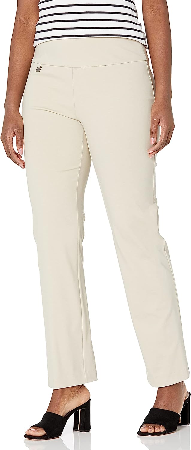 SLIM-SATION Women's Misses Pull on Solid Knit Flare Leg Pant with