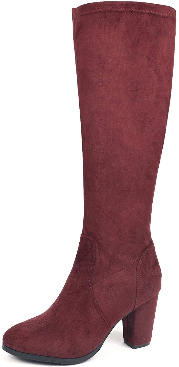 dream pairs women's chunky heel knee high and up boots