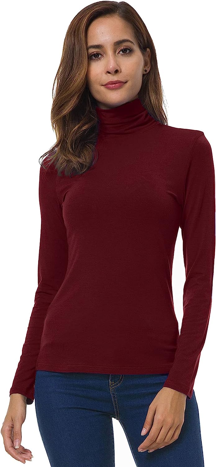 VOBCTY Womens Long Sleeve Turtleneck Lightweight Slim Active Shirts