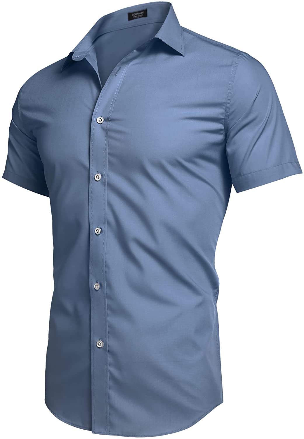 COOFANDY Men's Muscle Fit Dress Shirts Wrinkle-Free Short Sleeve Casual  Button Down Shirt at  Men’s Clothing store