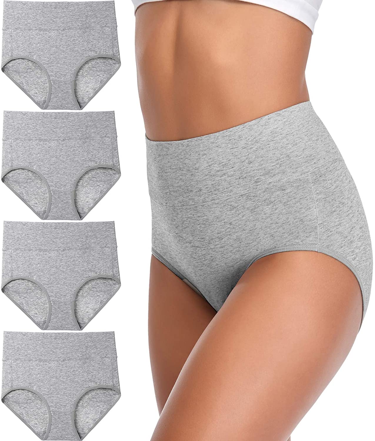 Annenmy Women's High Waist Cotton Underwear Soft Brief Panties Regular and Plus  Size