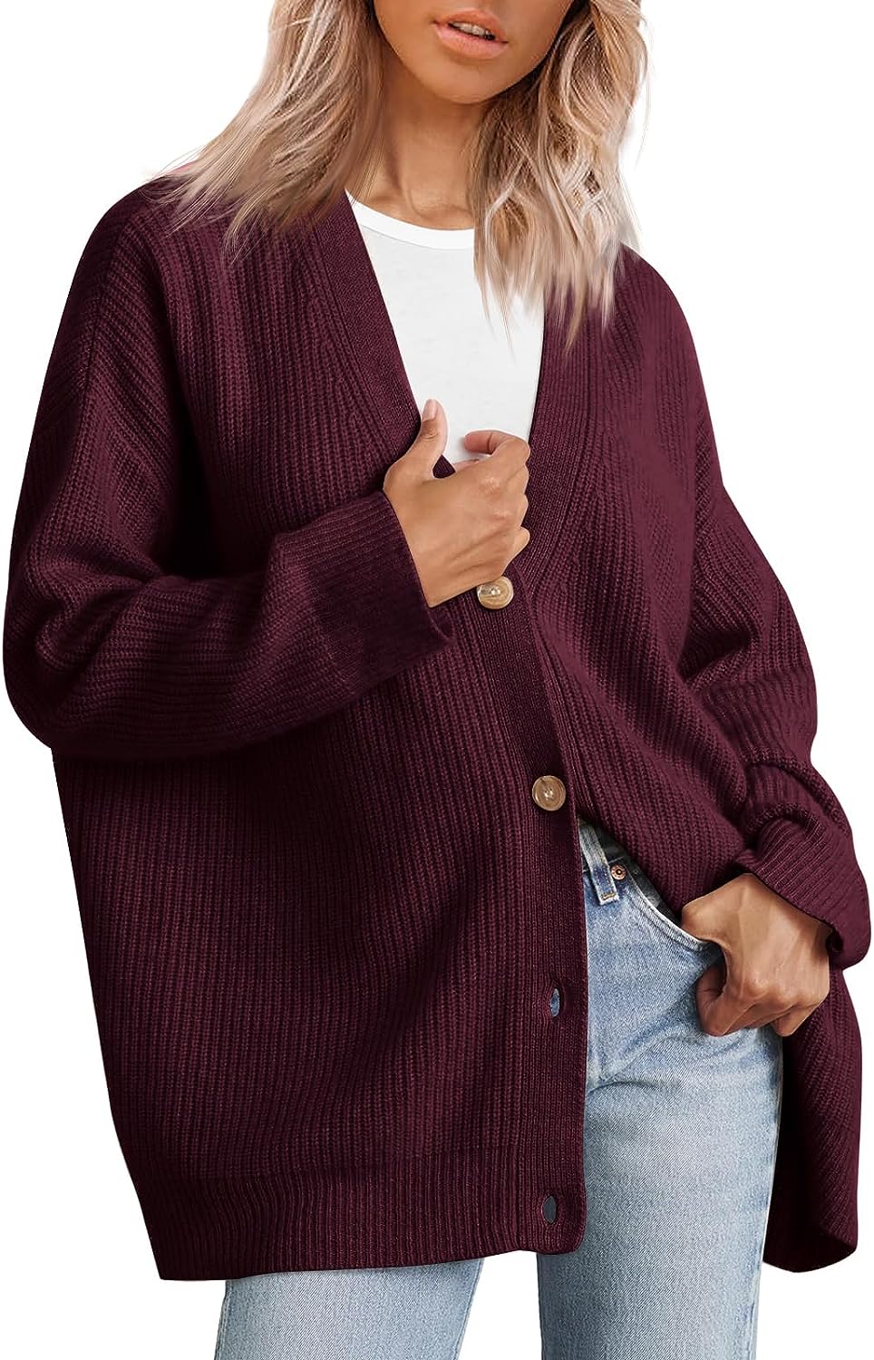 LILLUSORY Women's Cardigan 2023 Open Front Oversized Button Lightweight  Sweaters