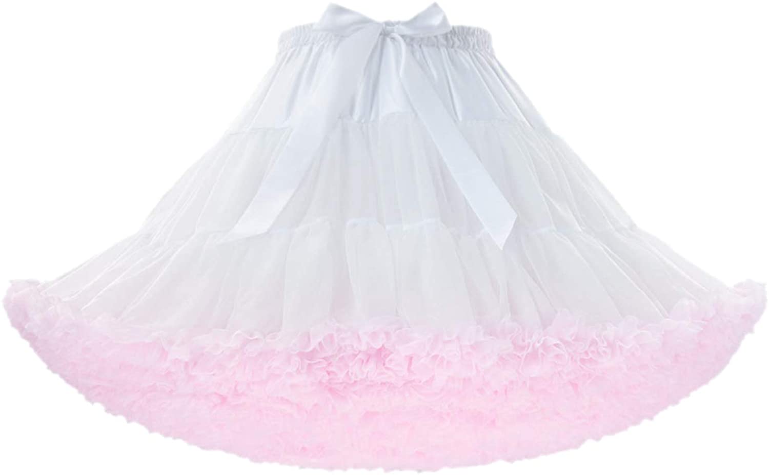 jin＆Co Womens Elastic Waist Petticoat Puffy Tutu Tulle Skirt Princess Ballet Dance Underskirt