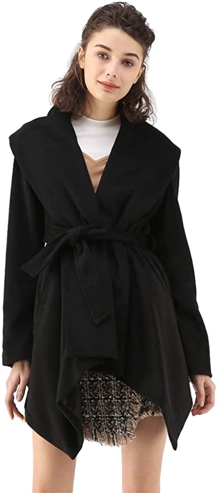 Women's Shawl Collar Wrap Coat - Short-Length - Black - Qinti - The  Peruvian Shop