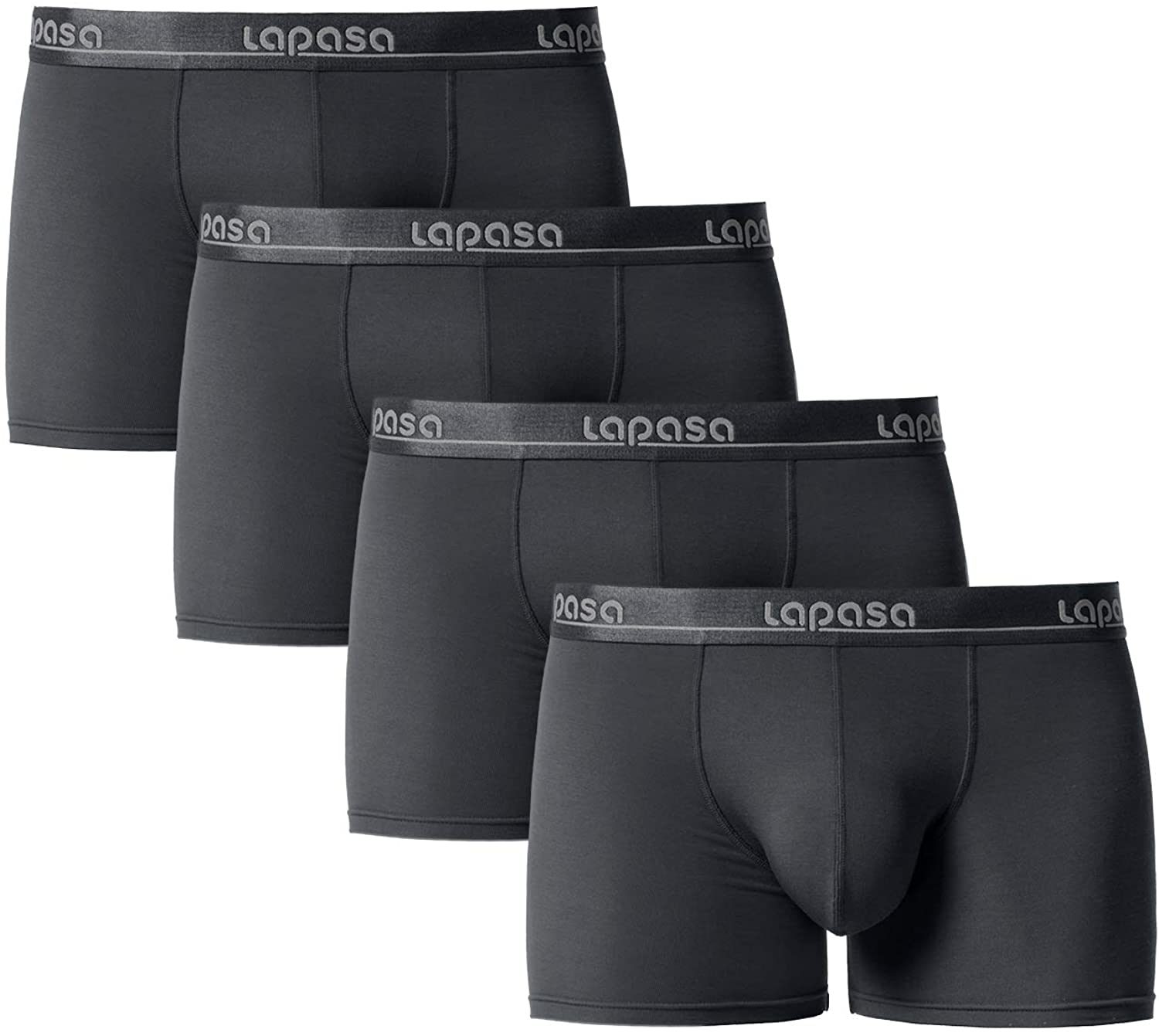 LAPASA Mens 4 Pack Cotton Briefs Counter Pouch Easy Removable Tag Underwear Wide Waistband M04 