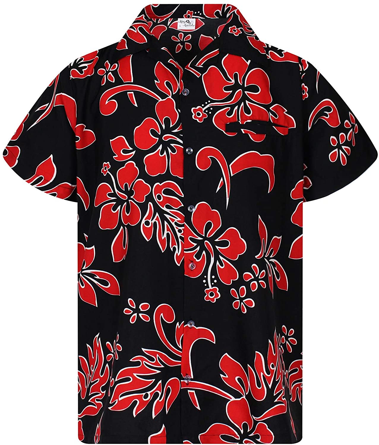 King KAMEHA Hawaiian Shirt Men Funky Casual Button Down Shortsleeve Unisex Flowers Beach Party Flower Hibiscus