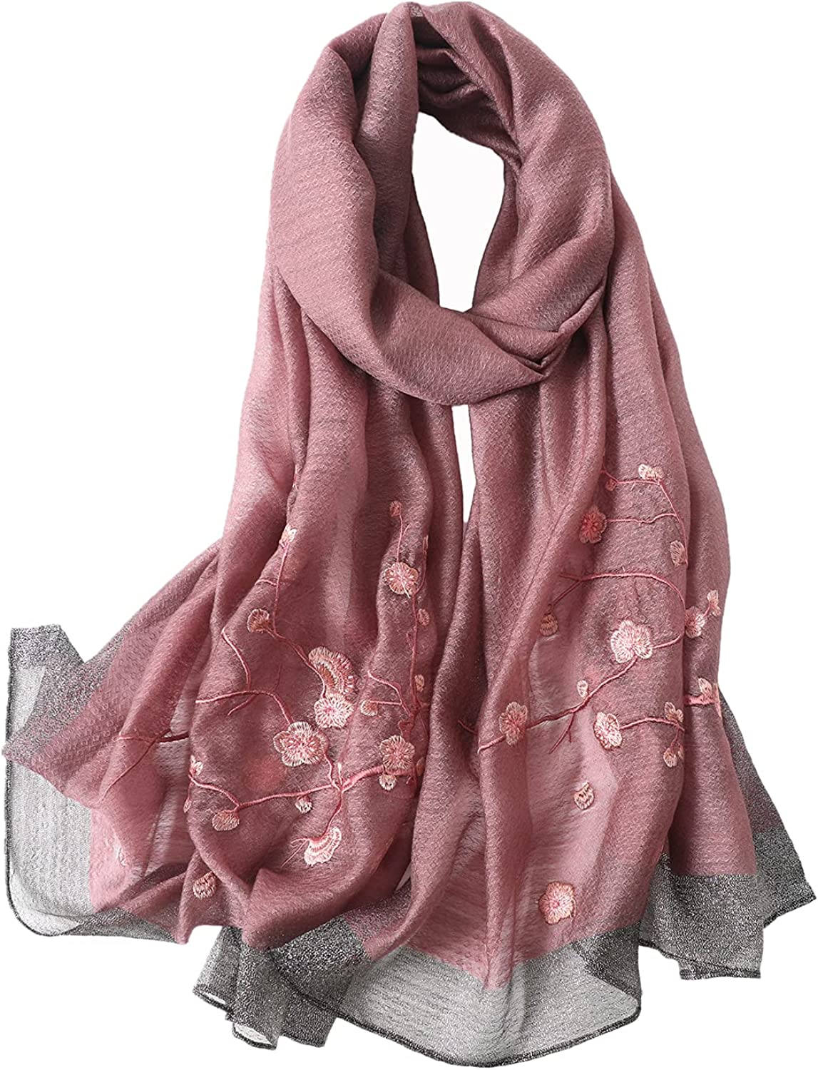 再再再..販 WINCESS YU Solid Color Mulberry Silk Scarf for Women Soft Blanket  Shawl Beach Gauze Scarves and Wraps for for All Season (Pink ＆ Purple（並行輸入品） 