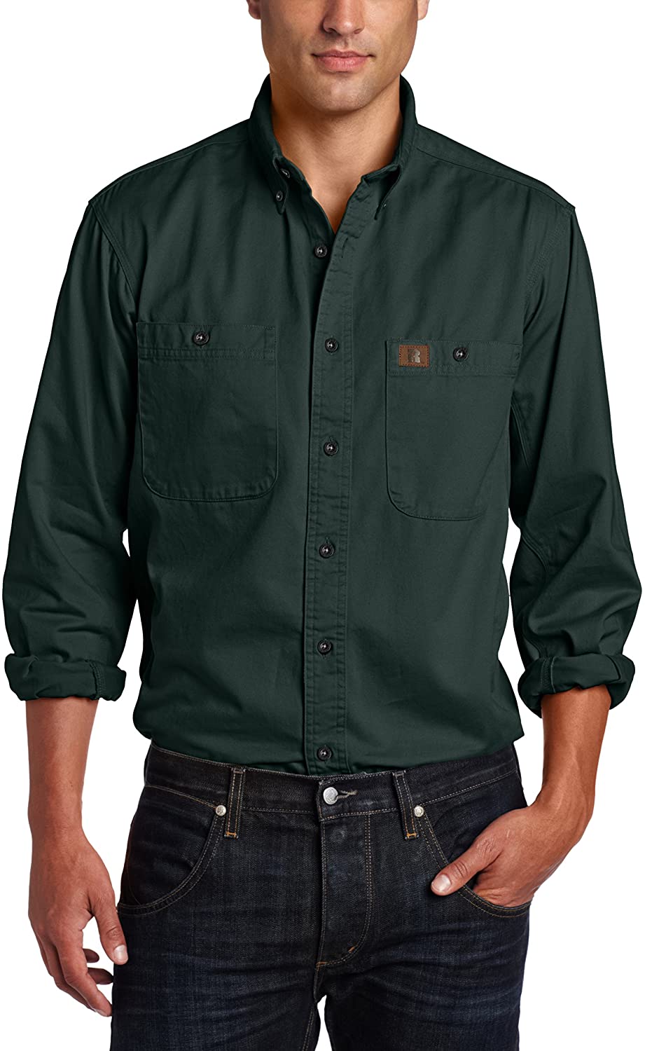 Wrangler Men's Riggs Workwear Twill Work Shirt (2XL Forest Green)