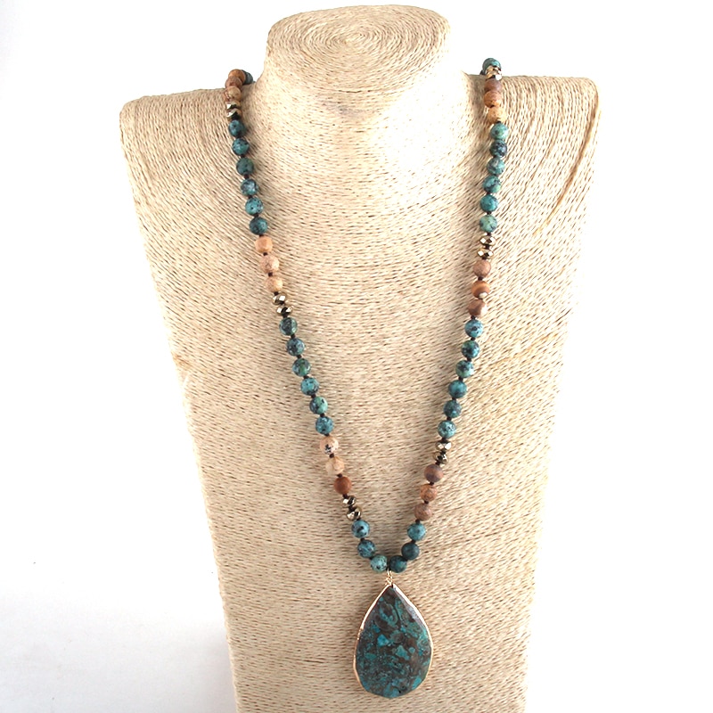 RH Fashion Boho Jewelry Natural Stones With Semi Precious Pendant Necklaces Women Bohemia Necklace Gift Dropship-4