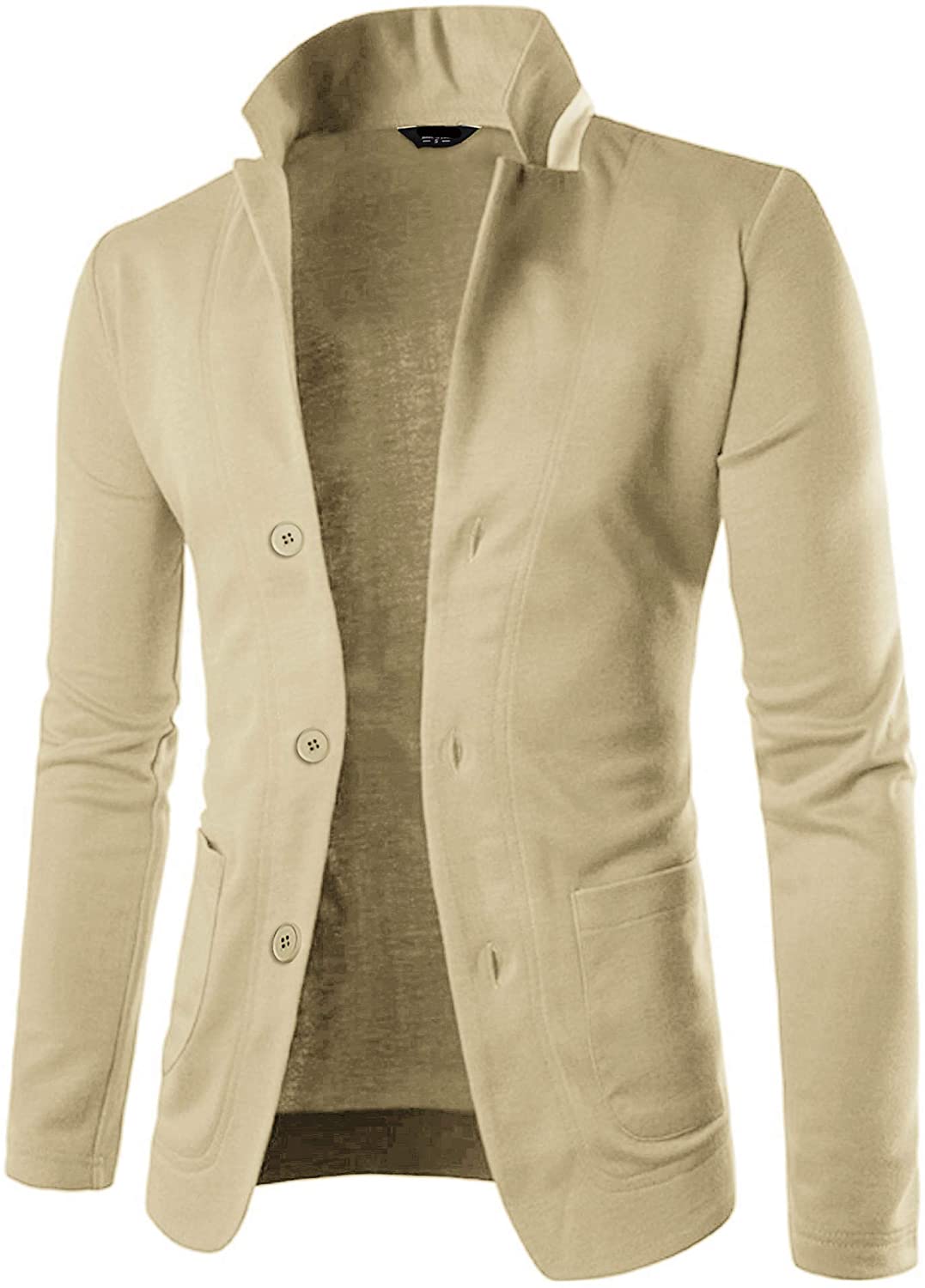 JINIDU Mens Slim Fit Blazer Jacket Casual One Button Suit Coat