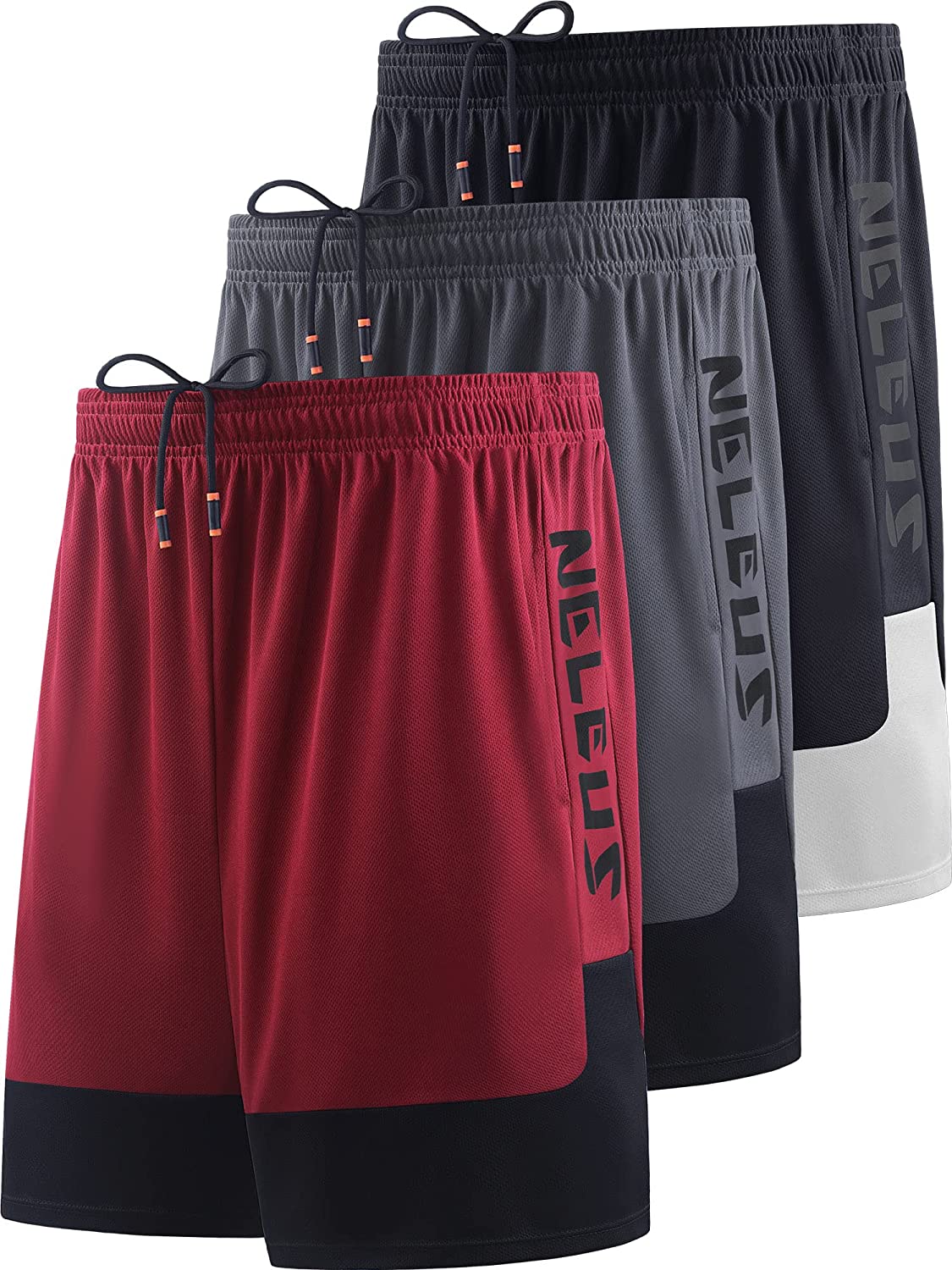 Neleus Men's Lightweight Workout Athletic Shorts with Pockets 