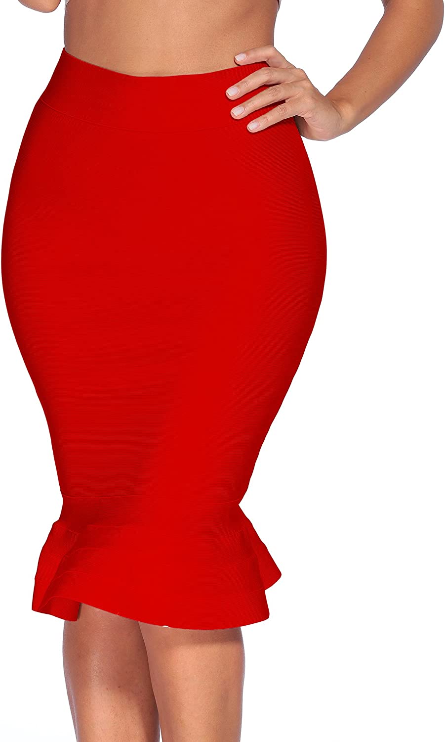 Women's Bandage Skirt Elastic Fishtail Knee Length Midi Club Skirts | eBay