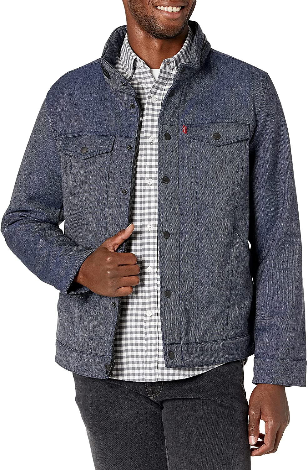 levi's men's soft shell stand collar commuter trucker jackets