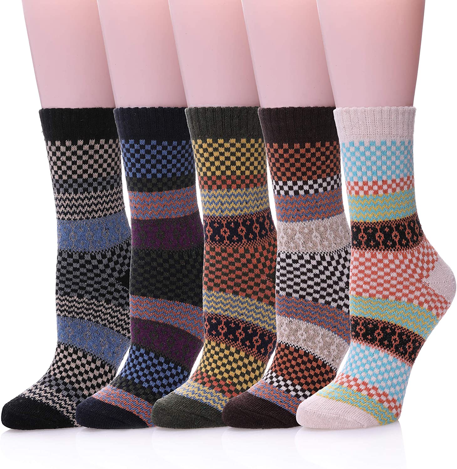 Womens Soft Thick Comfort Casual Cotton Warm Wool Crew Winter Socks
