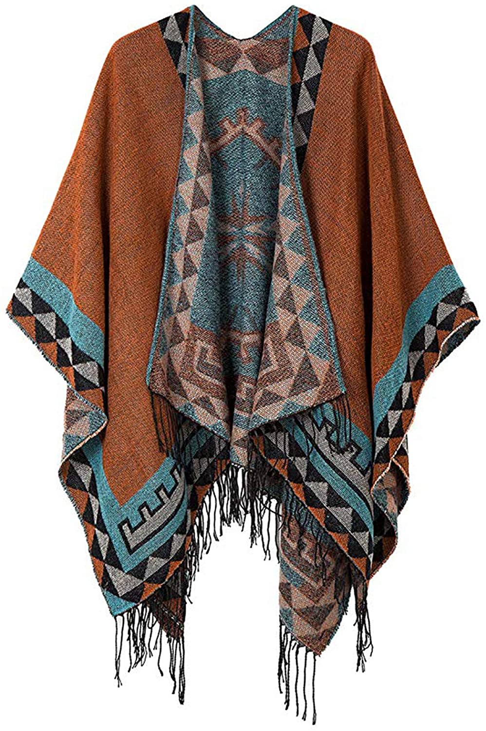 MissShorthair Women/'s Printed Shawl Wrap Fashionable Open Front Poncho Cape