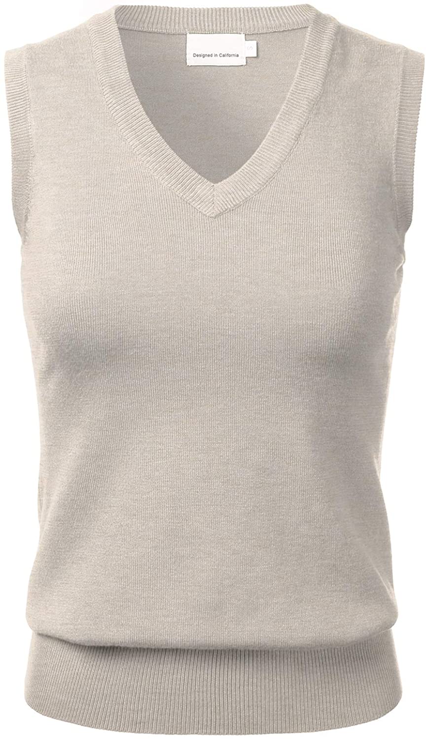 Women Solid Classic V-Neck Sleeveless Pullover Sweater Vest Top | eBay