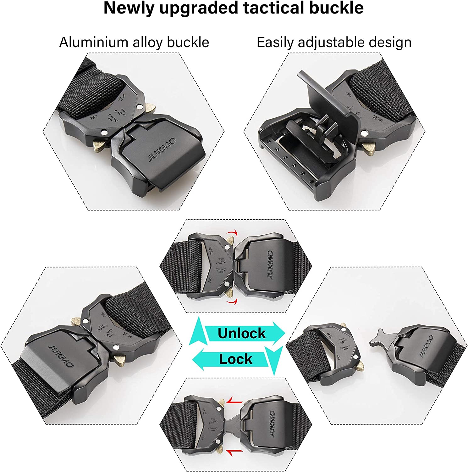 JUKMO Quick Release Tactical Belt, Military Work 1.5 Nylon Web