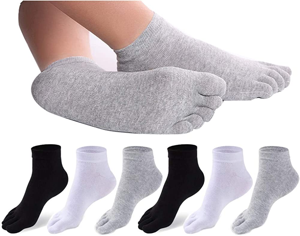 HONOW Women's Low Cut Toe Socks Ankle Cotton Running Socks(Pack of