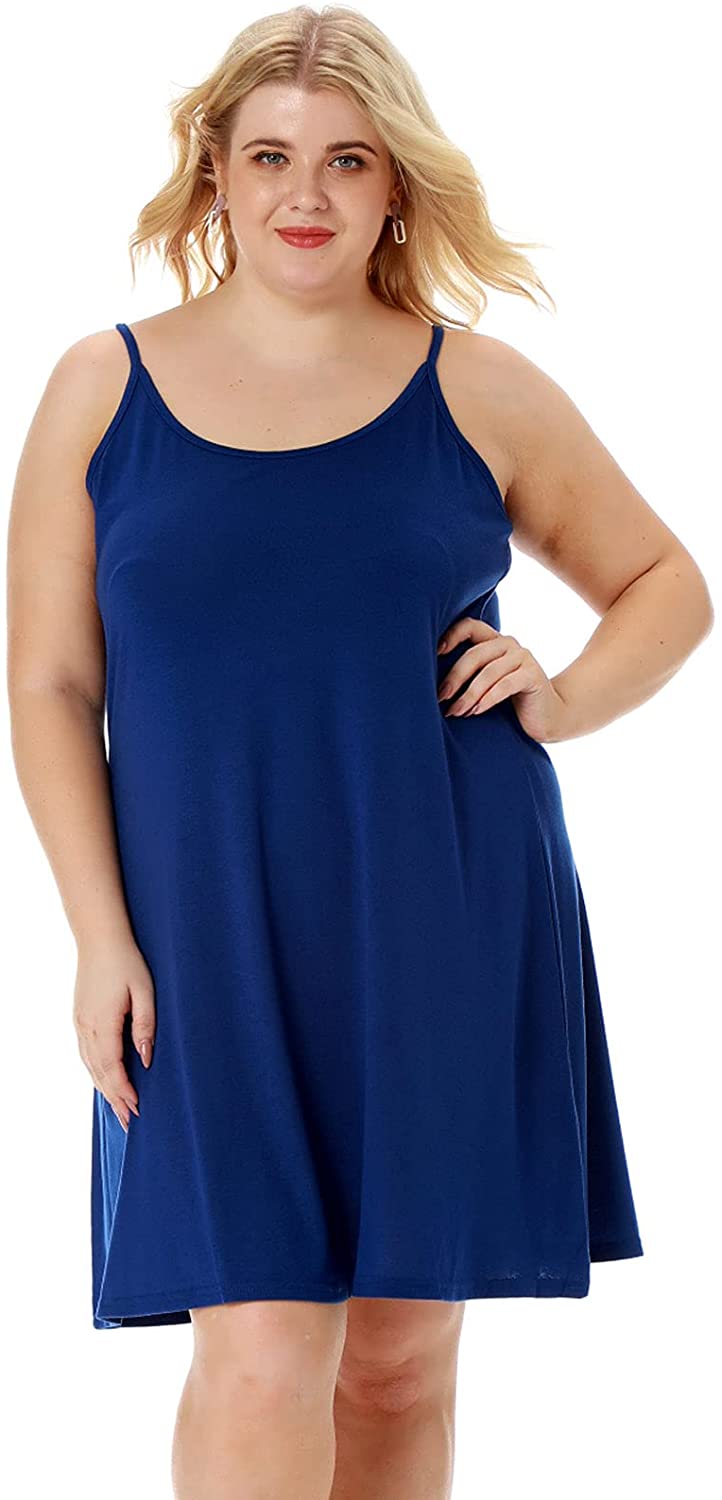 7th Element Plus Size Women's Casual Spaghetti Loose Swing Slip Dress :  : Clothing, Shoes & Accessories
