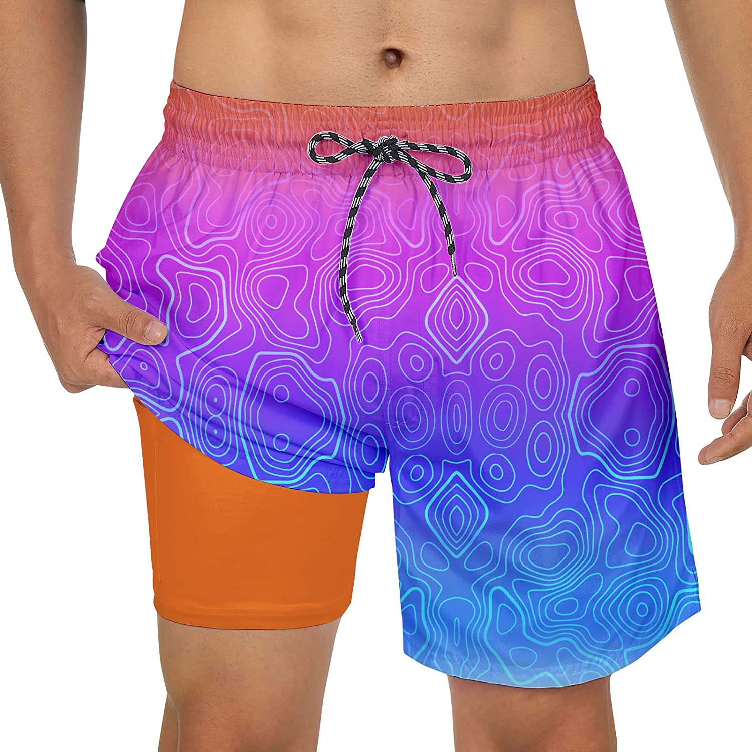 Cozople Men's Swim Trunks Compression Liner Swim Shorts 5.5'' Quick Dry  Boxer Br 