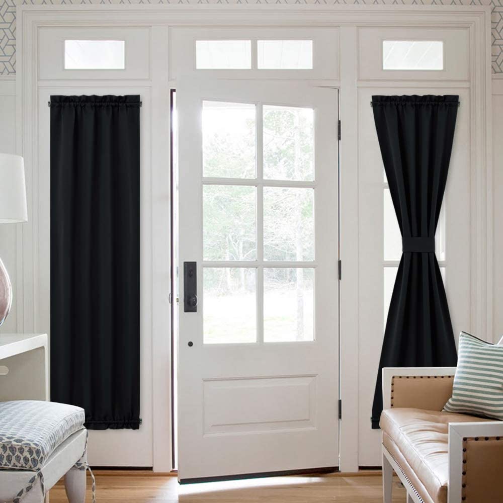 Nicetown Grey Blackout French Door Curtains Patio Gl