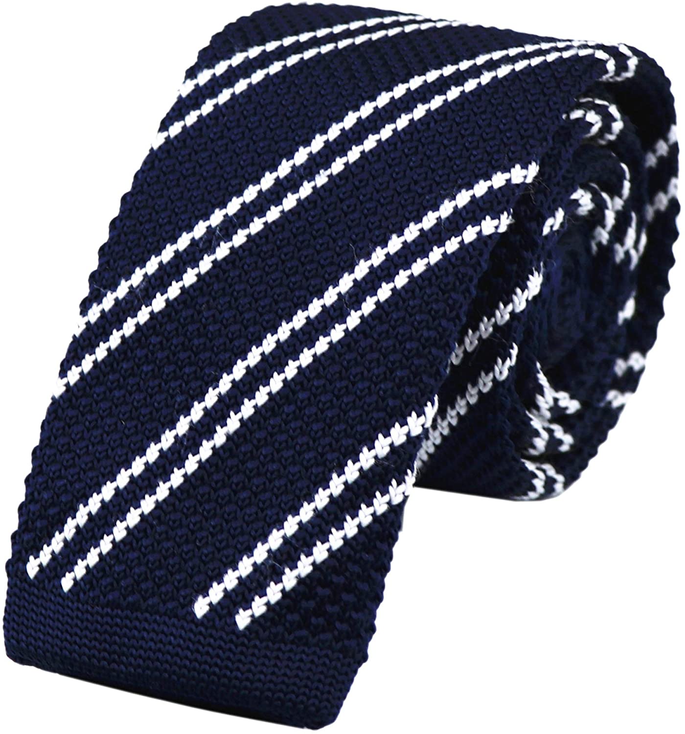 DQT New Knitted Necktie Stripe Casual Business Party Knit Men's Skinny Tie 