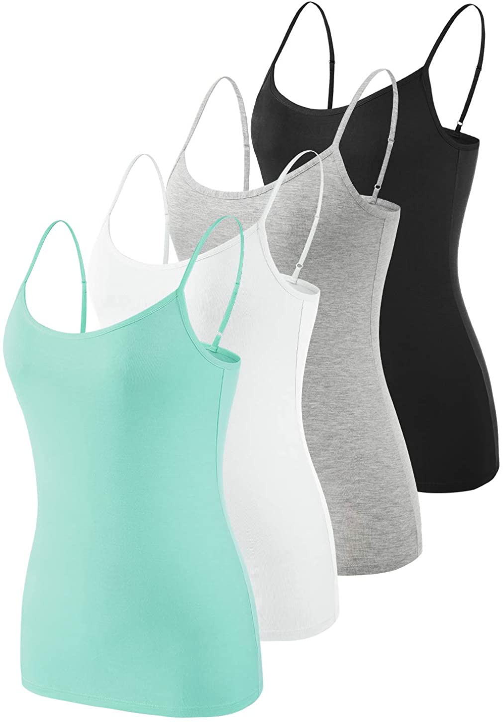 Women's Basic Solid Camisole Tank Tops with Adjustable Straps