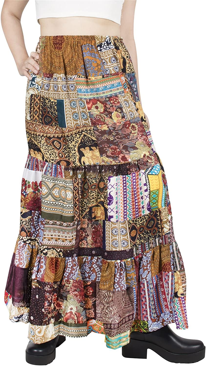 Lofbaz Long Maxi Skirts for Women Bohemian Hippie Clothes Gypsy Boho Dress 
