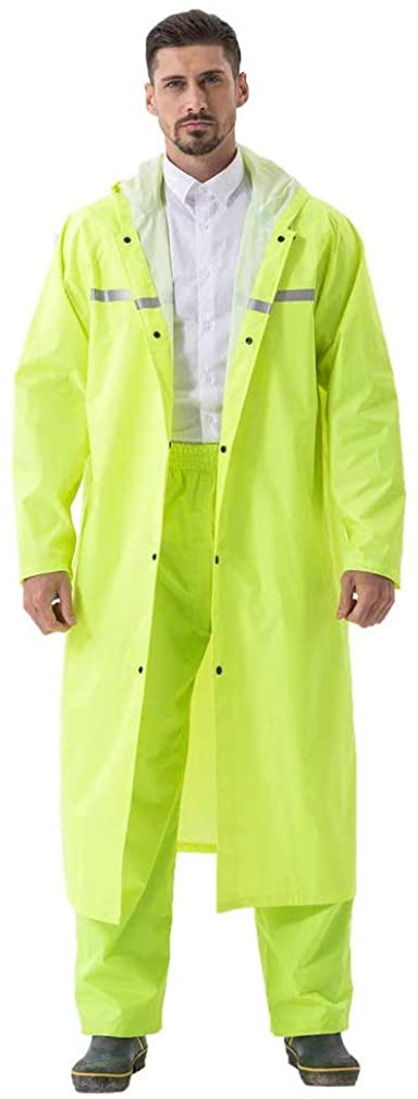 Adults Rain Ponchos with Hood Owntop Men Women Long Rain Coat Lightweight Raincoats Waterproof Windbreaker TPU Rainwear with Storage Bag 