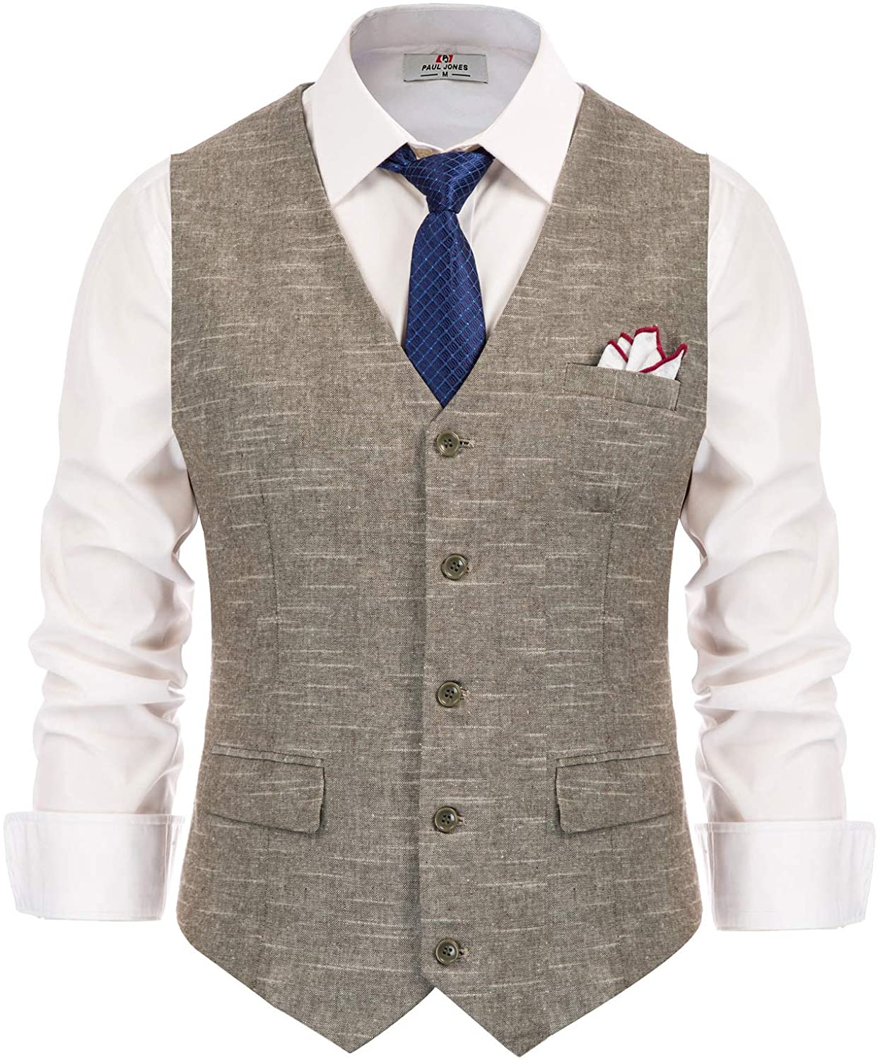 PAUL JONES Men's British Herringbone Tweed Vest Premium Wool Waistcoat ...