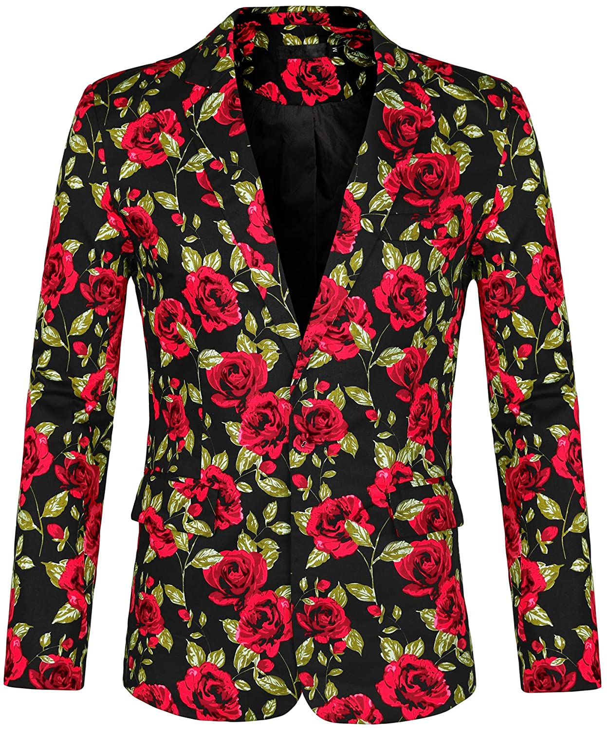 uxcell Men's Suit Blazer Slim Fit Floral Printed One Button Prom Jacket  Sport Coat Golden 34 at  Men's Clothing store