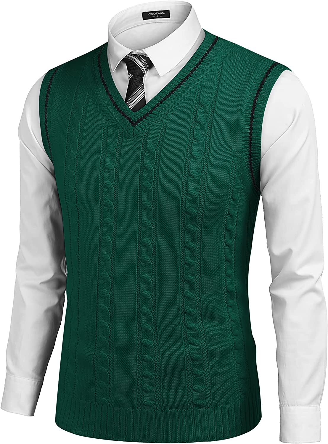 COOFANDY Men's Sleeveless Sweater Vest V-Neck Casual Cable Knit Button Down  Cardigan Vest
