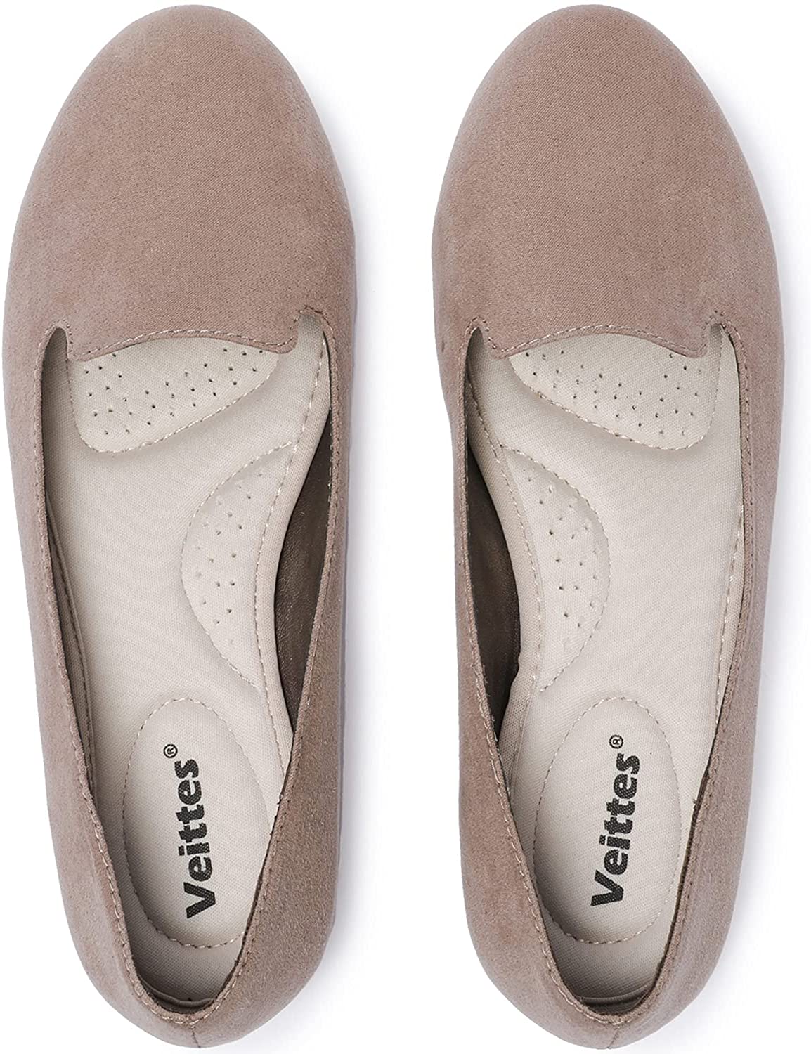 Veittes Women's Flat Shoes,Round Toe Classic Cute Suede Ballet Flats. 
