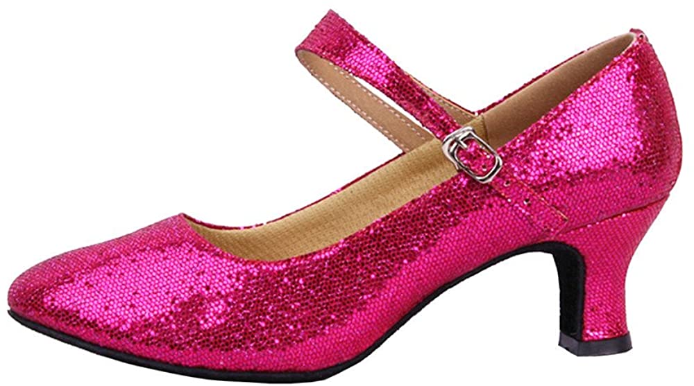 staychicfashion Womens Glitter Latin Ballroom Dance Shoes Pointed-Toe Y Strap Dancing Heels