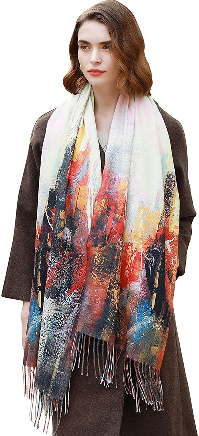 XMCL Art Painting World Map Scarf Scarves Soft Lightweight Long Sheer Wrap  Shawl for Women, Color6, One Size