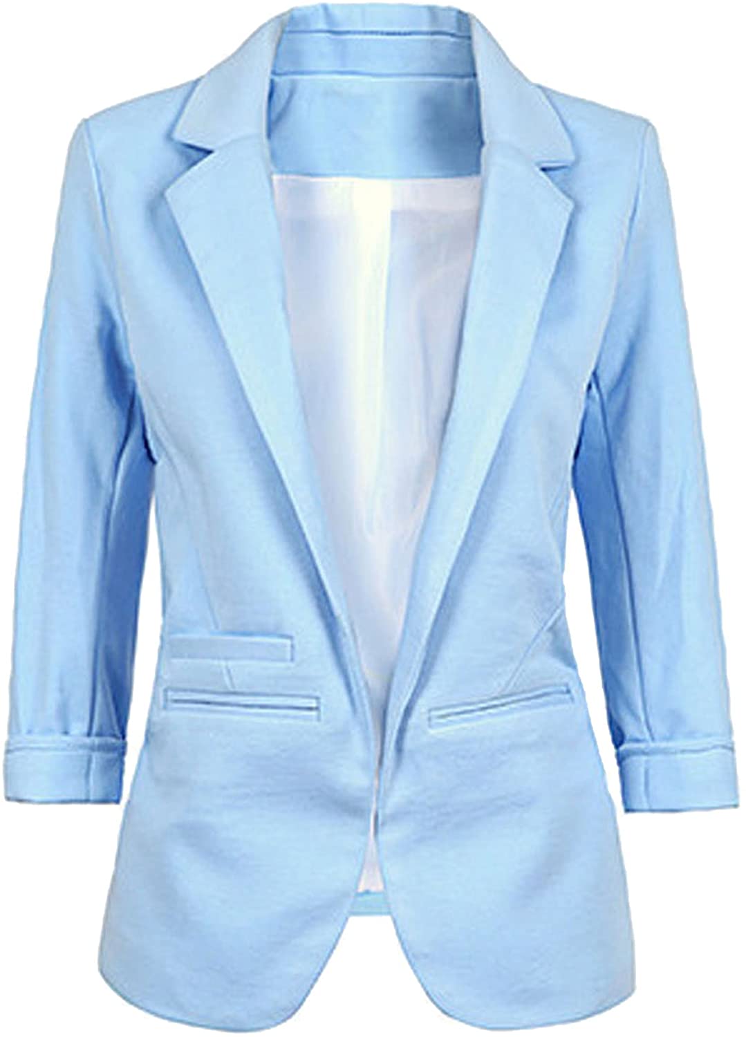 FACE N FACE Womens Cotton Rolled Up Sleeve No-Buckle Blazer Jacket Suits