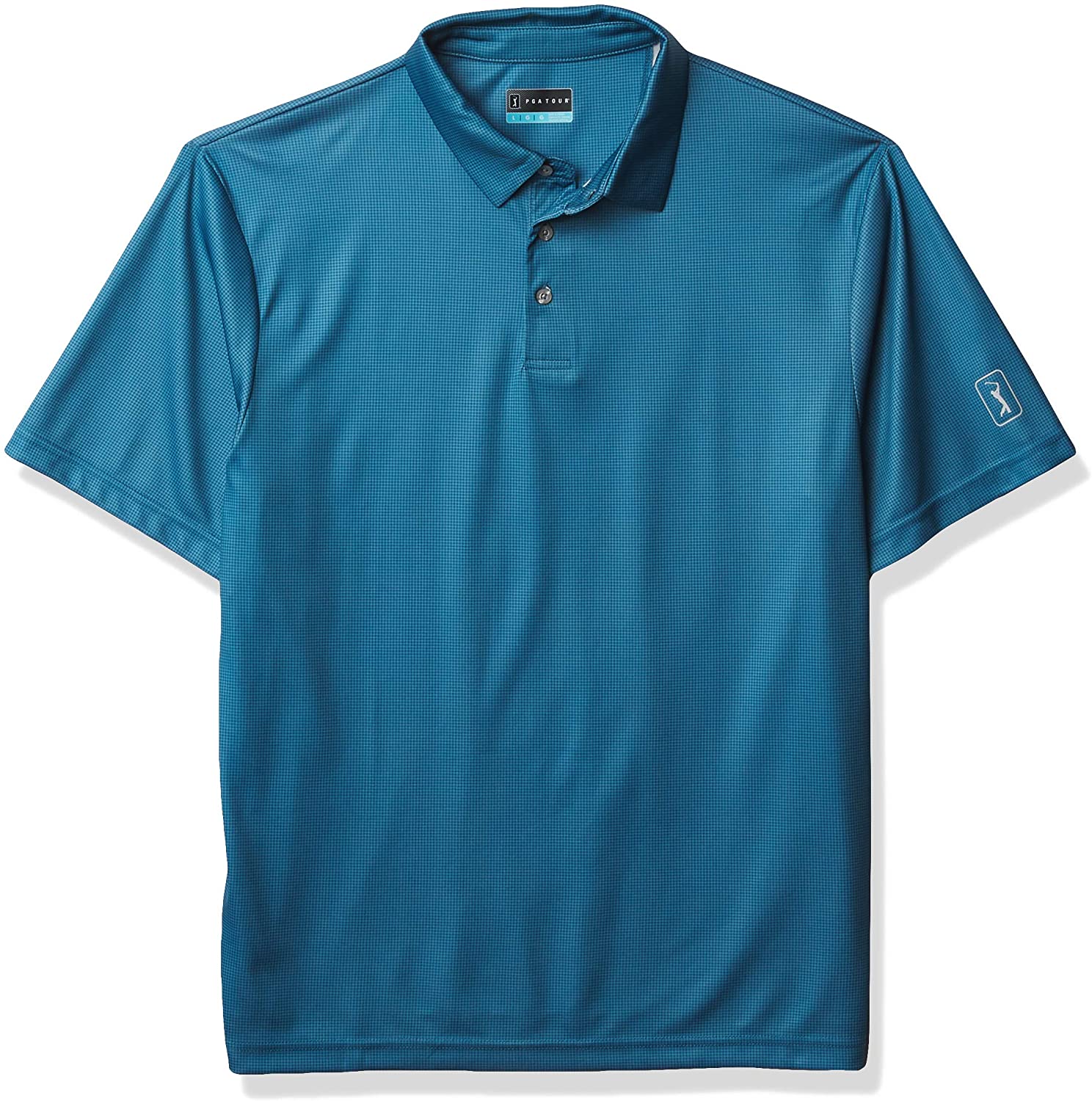 PGA TOUR Men's Mini Gingham Print Short Sleeve Golf Polo Shirt | eBay