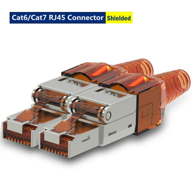 Cat7 Connector RJ45 Cat 7 Conector STP Shielded Ethernet 8P8C Plug Tool  Free Connection Repeatable Using For 23-26AWG Cable