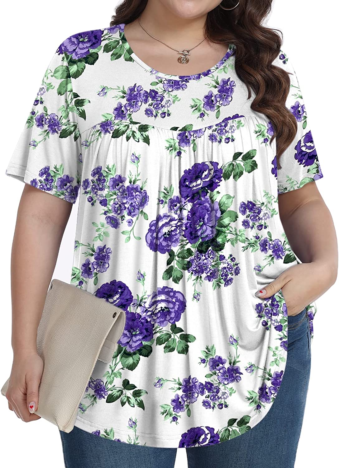 Tencede Womens Plus Size Tops Shirts Short Sleeve Crew Neck Tunic Casual  Soft Clothes Daisy 1X : : Clothing, Shoes & Accessories