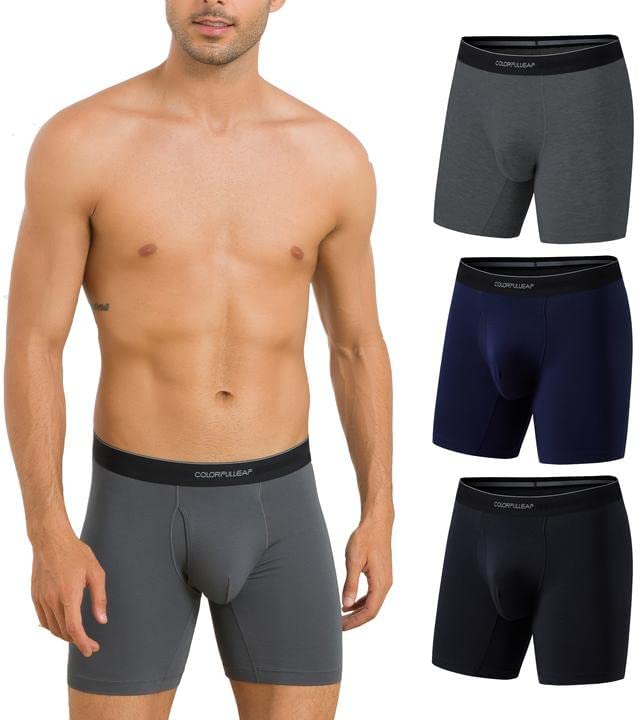 COLORFULLEAF Men's Underwear Boxer Briefs Soft Comfortable Bamboo