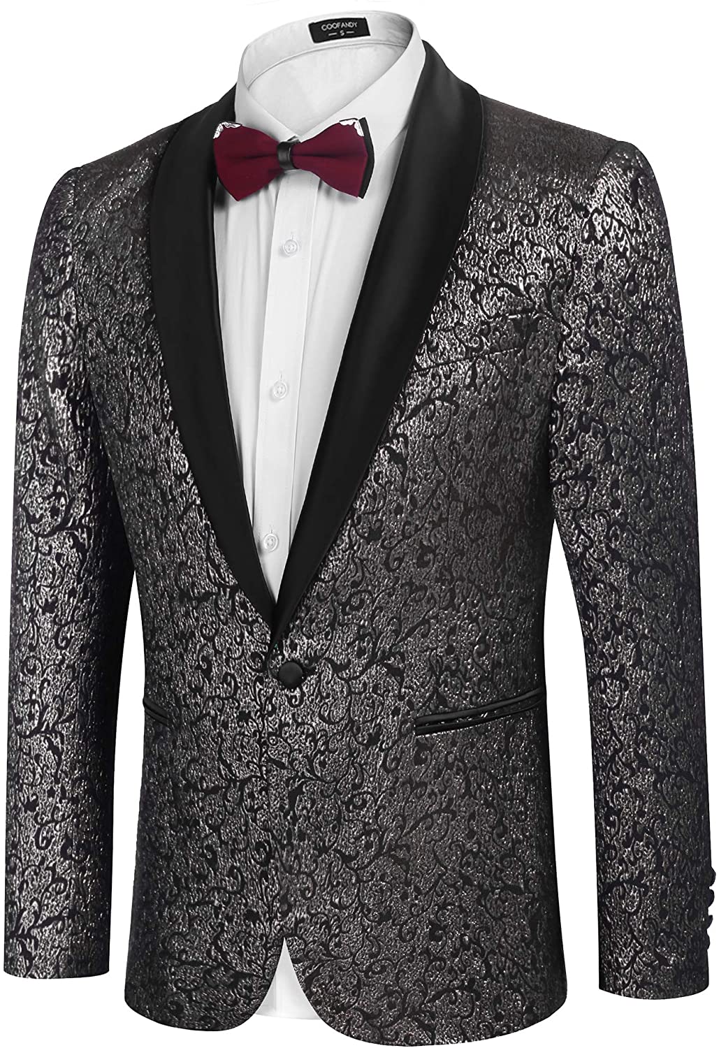 COOFANDY Men's Floral Suit Jacket One Button Stylish Jacquard Dinner ...