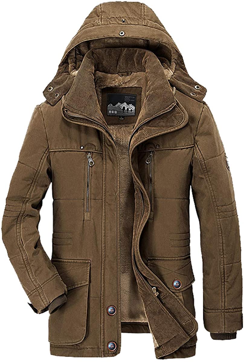 PRIJOUHE Men's Winter Coats Down Jackets Outerwear Long Cotton Coat Men  Thick Wa