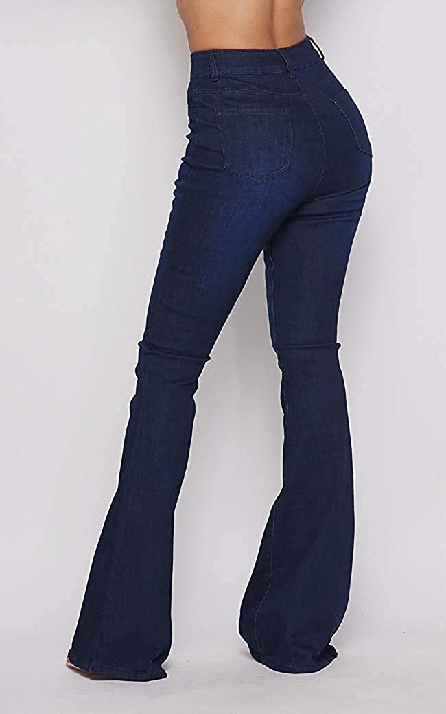 SOHO GLAM High Waisted Stretchy Elastic Bell Bottom Jeans Women Denim ...