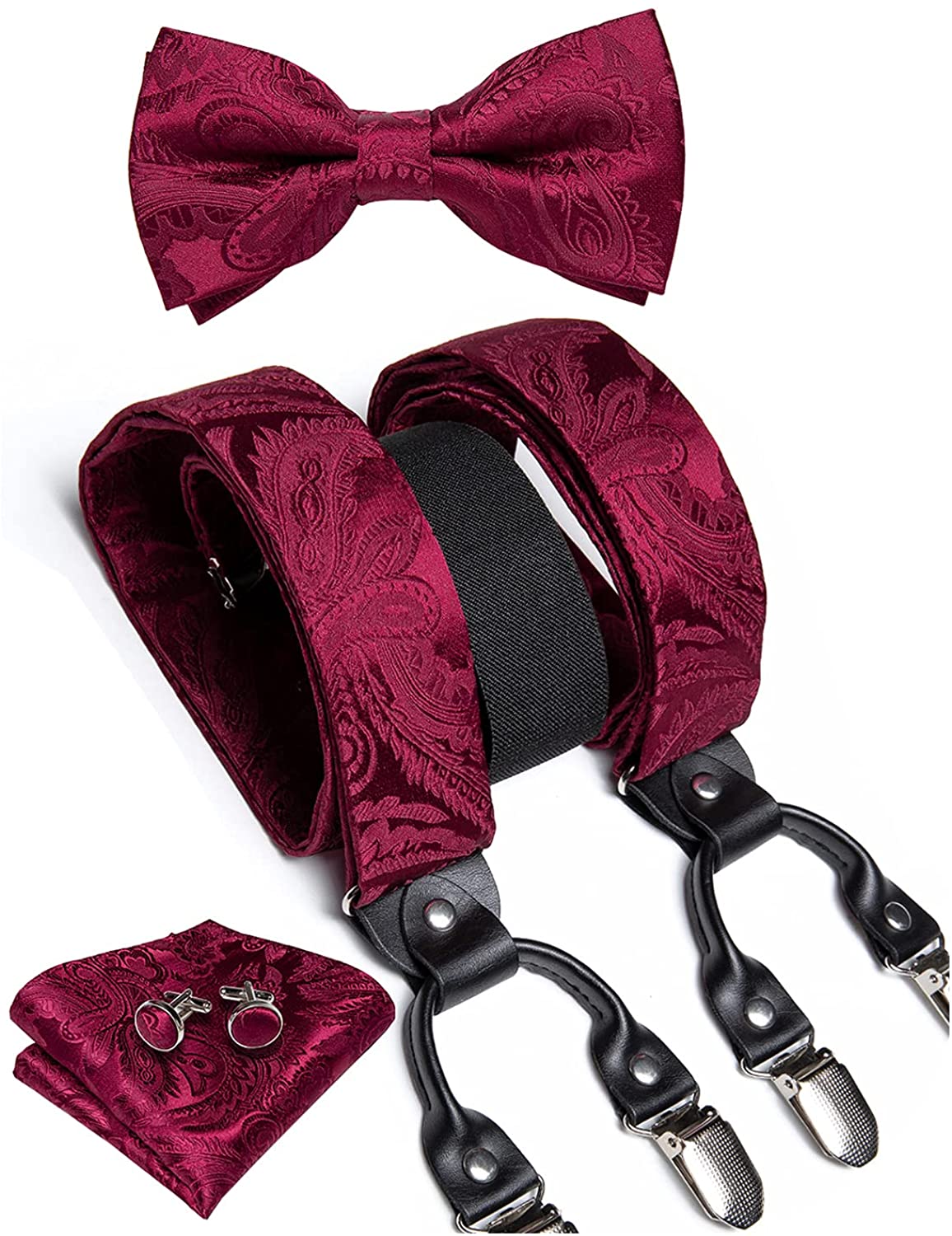 DiBanGu Paisley Bow Tie and Supenders for Men Tuxedo Heavy