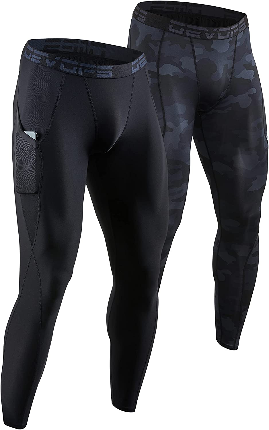 DEVOPS Men's Thermal Compression Pants Athletic Leggings Base Layer Bottoms 2 Pack