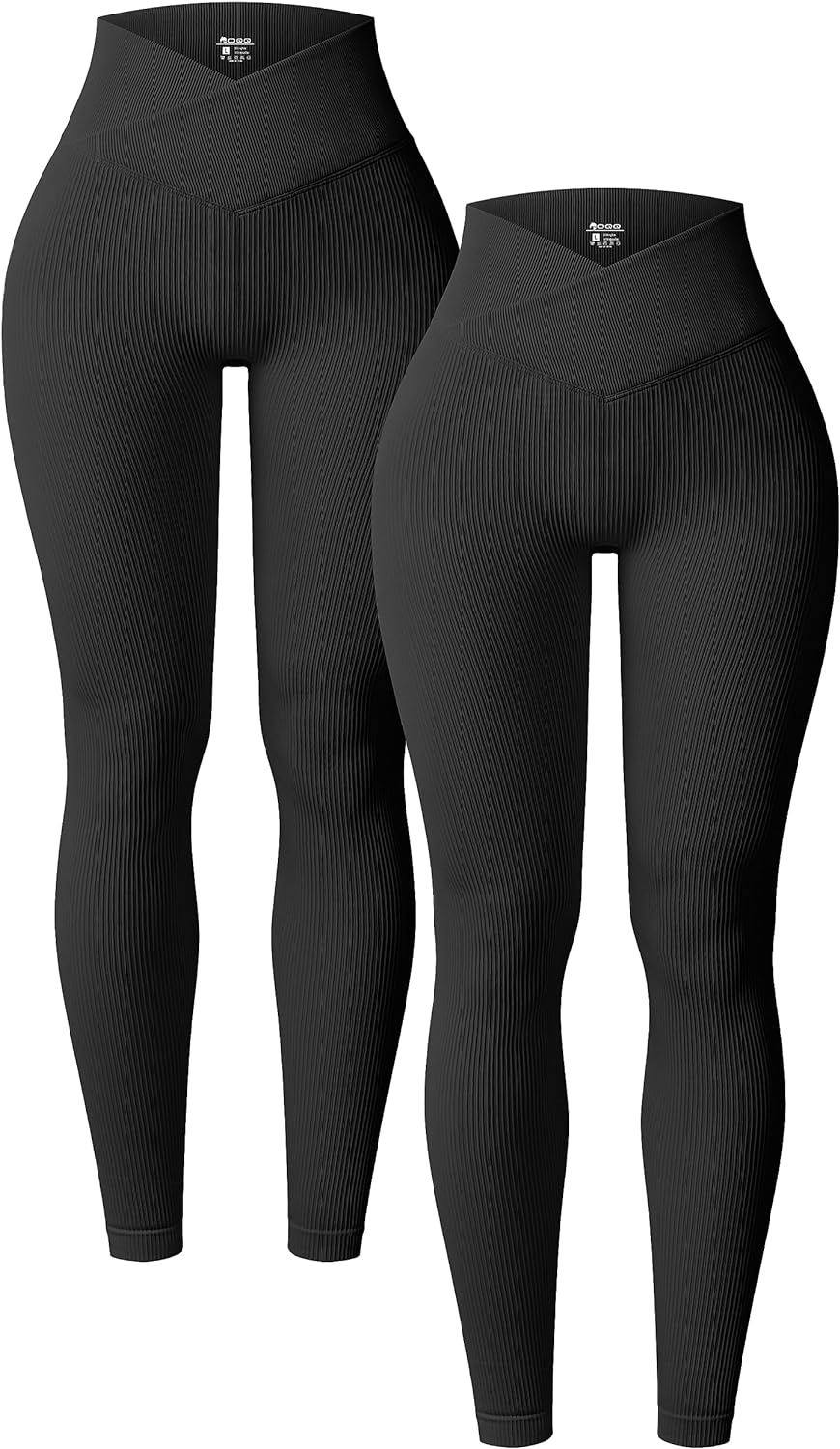 OQQ Women 2 Piece Leggings Workout Tights Tummy Control Ribbed Gym Exercise  Girl Yoga Pants