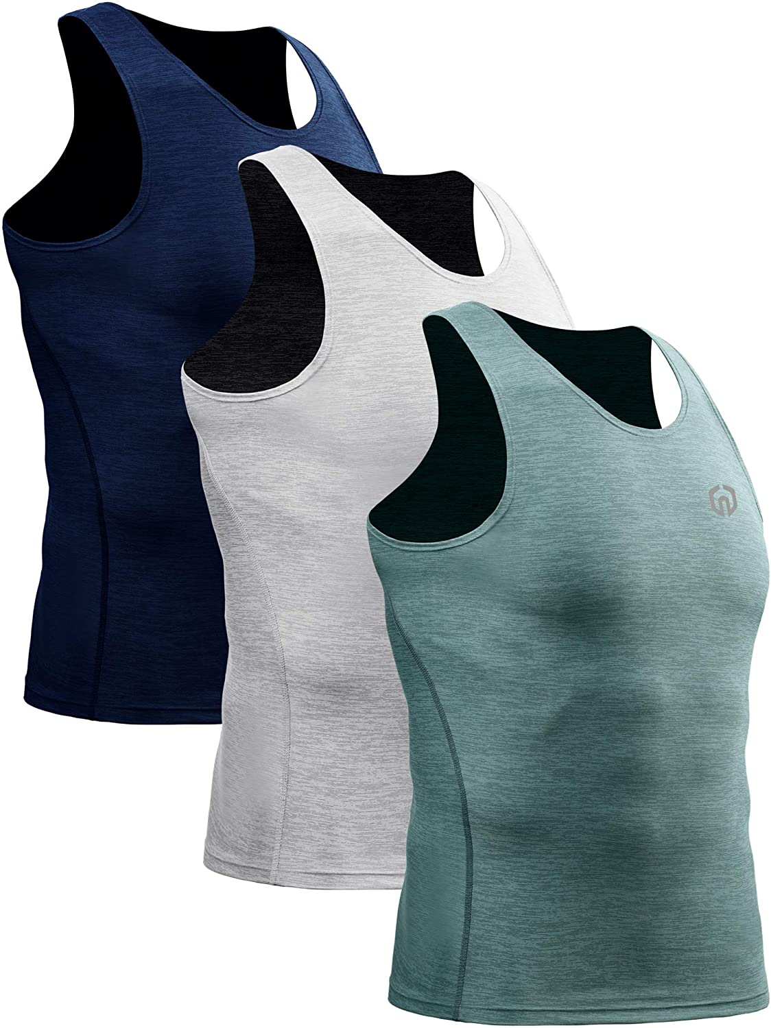 Neleus Mens 3 Pack Athletic Compression Under Base Layer Sport Tank Top NDT0001