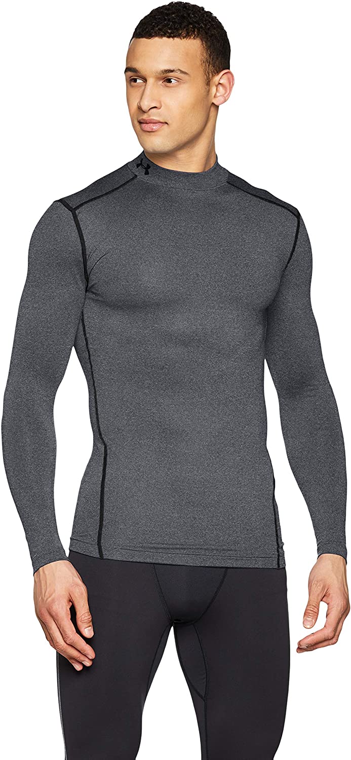 White Under Armour ColdGear Mens Mock Long Sleeve Compression Top 