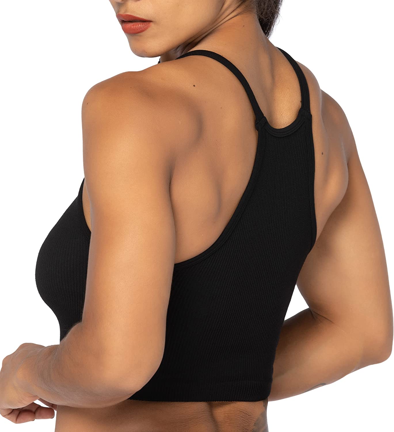Sunzel Women's Seamless Crop Ribbed Tank Tops with Racerback No Pad